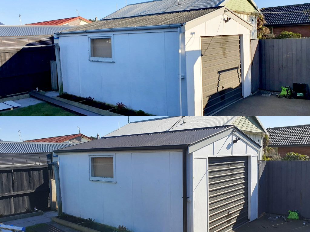Shed reroof - Before and after
